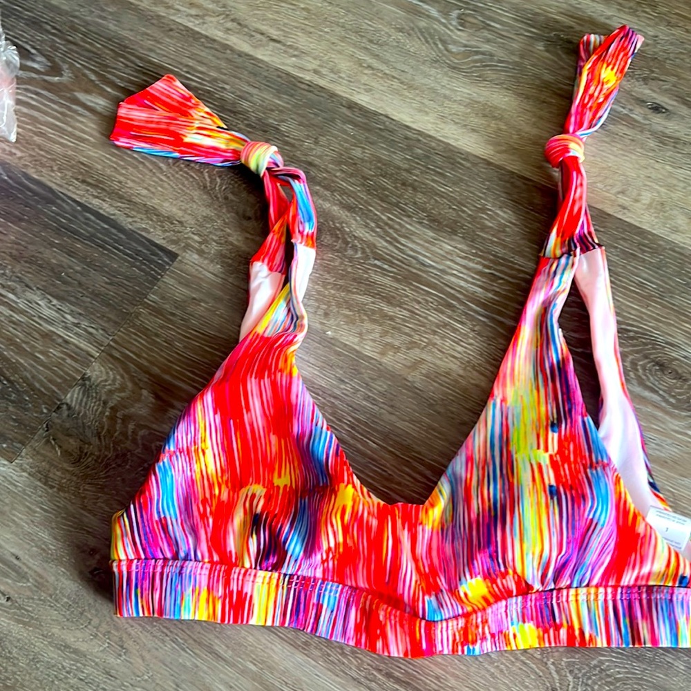 NWT Venus neon rainbow colored bikini swimsuit top M L - Picture 1 of 6